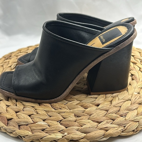 Dolce Vita Genuine Leather Block Heeled Peep Toe Slip On Mules Size 6.5 - Picture 4 of 7